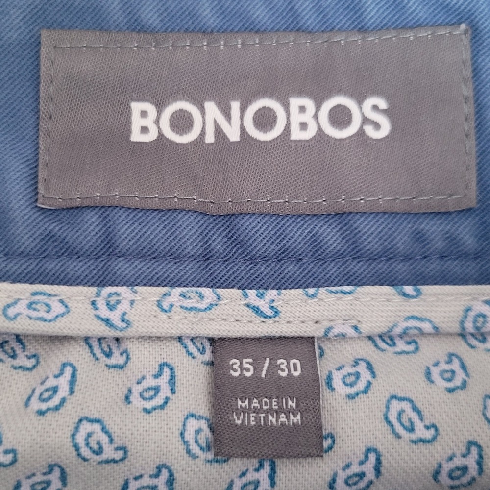 Bonobos 35x30 Slim Stretch Chinos Pants Mens Blue Cotton Blend Trousers - Picture 6 of 9